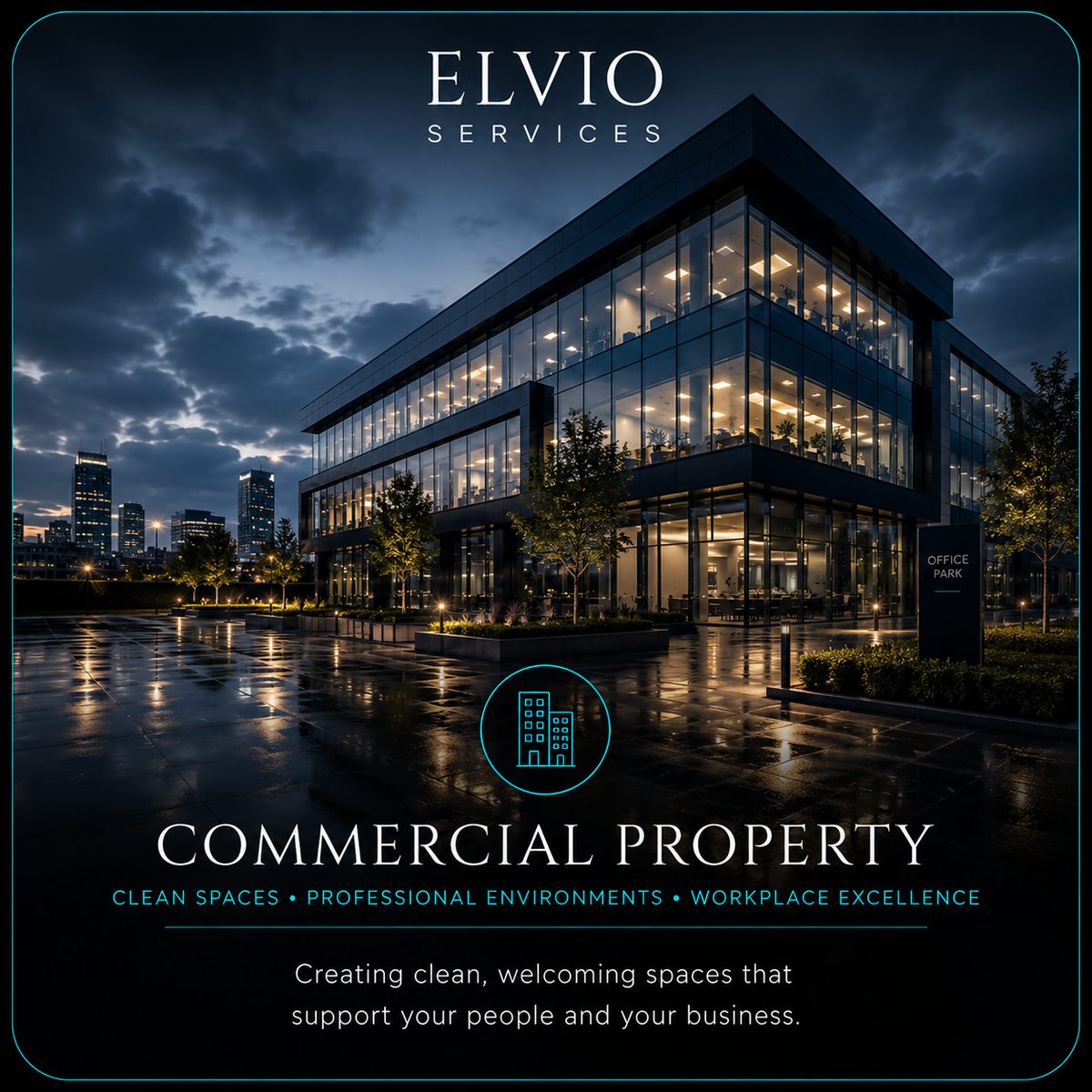 Elvio Services commercial property cleaning and maintenance for office parks and workplaces